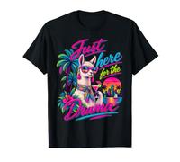 Just Here for the Drama Llama Tropical Retro T-Shirt