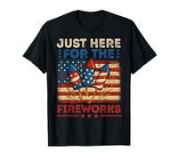 Just Here For The Fireworks Funny 4th July Couple USA Flag T-Shirt