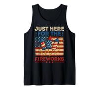 Just Here For The Fireworks Funny 4th July Couple USA Flag Tank Top