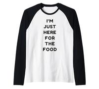 Just Here for The Food Funny Retro Thanksgiving Turkey Day Raglan Baseball Tee