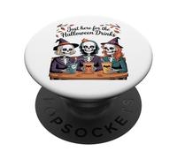 Just Here For The Halloween Drinks Funny Skeleton Witches PopSockets Adhesive PopGrip