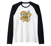 Just Here for The Music Design Retro Notes Raglan Baseball Tee