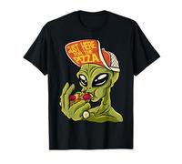 Just Here For The Pizza Funny Alien Pizza Lover UFO Food T-Shirt