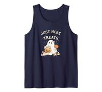 Just Here for the Treats Cute Ghost Halloween Pumpkin Candy Tank Top
