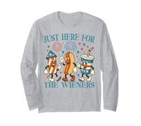 Just Here For The Wieners Funny Hot Dog 4th Of July American Long Sleeve T-Shirt