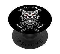 Just Here To The Vibe Wolf Head Red Eyes Crossed Axes PopSockets Adhesive PopGrip
