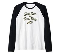 Just Here to Throw Things Lumberjack Axe Throwing Dad Shirt Raglan Baseball Tee
