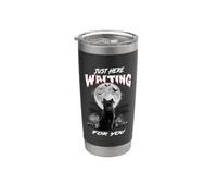 Just Here Waiting for You Black Cat Devil Moon Halloween Stainless Steel Insulated Tumbler