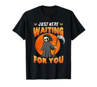 Just Here Waiting for You Grim Reaper Halloween Costume Value Graphic T-Shirt, Men, Black, M