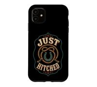 Just Hitched Newlywed Western Wedding Married Gift Case for iPhone 11
