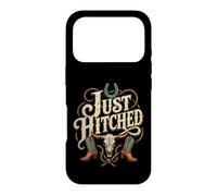 Just Hitched Newlywed Western Wedding Married Gift Case for iPhone 17 Pro
