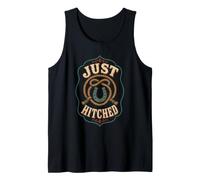 Just Hitched Newlywed Western Wedding Married Gift Tank Top