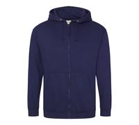 Just Hoods Awdis Oxford Navy Zip-front Men's Hooded Sweatshirt Hoodie Size Small