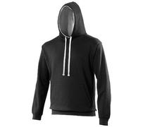 Just Hoods AWDis Varsity Contrast Hoodie Jet Black / Heather Grey 2XL