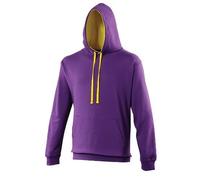Just Hoods AWDis Varsity Contrast Hoodie Purple / Sun Yellow M