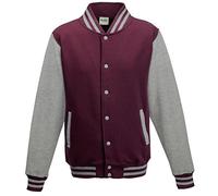 Just Hoods by AWDis Varsity Letterman College Jacket Burgundy/Heather Grey XXL