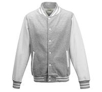 Just Hoods by AWDis Varsity Letterman College Jacket Heather Grey/White