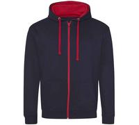 Just Hoods Contrast Colour Full Zip Varsity Hooded Sweatshirt Jacket Hoodie