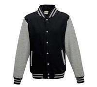 Just Hoods Varsity Jacket Unisex College Jacket, Womens Men Unisex, College Jacke 'Varsity Jacket', Jet Black/Heather Grey, S