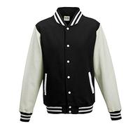 Just Hoods Varsity Jacket Unisex College Jacket, Womens Men Unisex, College Jacke 'Varsity Jacket', Jet Black/White, XS