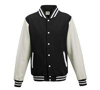 Just Hoods Varsity Jacket Unisex College Jacket, Womens Men Unisex, College Jacke 'Varsity Jacket', Jet Black/White, L