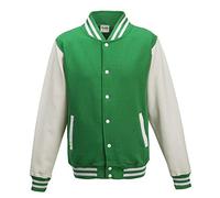 Just Hoods Varsity Jacket Unisex College Jacket, Womens Men Unisex, College Jacke 'Varsity Jacket', Kelly Green/White, M