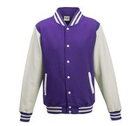 Just Hoods Varsity Jacket Unisex College Jacket, Womens Men Unisex, College Jacke 'Varsity Jacket', Purple/White, S
