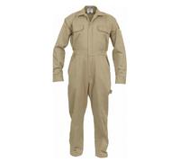 Just In Trend Classic Safety Work Coverall - Long Sleeve - 100% Cotton - 7 oz, Khaki, Large