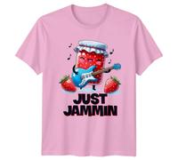 Just Jammin' T-Shirt Funny Strawberry Jam Guitar Player Pun Tee M