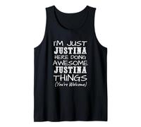 Just Justina Here Doing Justina Things First Name Tank Top