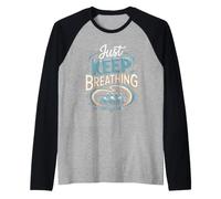 Just Keep Breathing Meditation Mindfulness Zen Raglan Baseball Tee