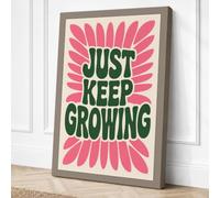 Just Keep Growing Mid-Century Canvas Wall Art Print 24x16 Inch (61 x 41 cm)