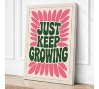 Just Keep Growing Mid Century Canvas Wall Art Print 30x20 Inch