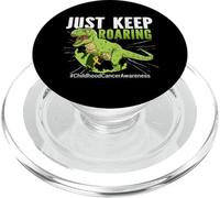 Just Keep Roaring T-Rex Dinosaur Childhood Cancer Awareness PopSockets PopGrip for MagSafe