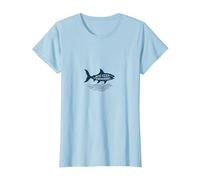 Just Keep Swimming Shark Motivational Ocean T-Shirt, Women, Baby Blue, S