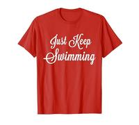Just Keep Swimming - Swimmer Motivational T-Shirt T-Shirt, Men, Red, X-Large