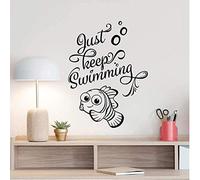 Just Keep Swimming Wall Decal Finding Nemo Dory Art Poster Fish Bathroom Quote Vinyl Sticker for Kids Room Bedroom Decor 57X76Cm