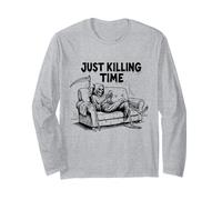 Just Killing Time - Grim Reaper Couch Scrolling Long Sleeve T-Shirt
