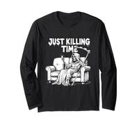 Just Killing Time - Grim Reaper Couch Scrolling Long Sleeve T-Shirt