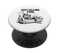 Just Killing Time - Grim Reaper Couch Scrolling PopSockets Adhesive PopGrip