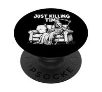 Just Killing Time - Grim Reaper Couch Scrolling PopSockets Adhesive PopGrip