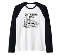 Just Killing Time - Grim Reaper Couch Scrolling Raglan Baseball Tee