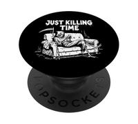 Just Killing Time - Grim Reaper Doom Scrolling PopSockets Adhesive PopGrip