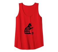 Just Kitten Around Playful Cat Silhouette Tank Top, Women, Red, M