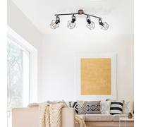 JUST LIGHT. GmbH Ceiling lamp Jaro adjustable black/wood 4-bulb