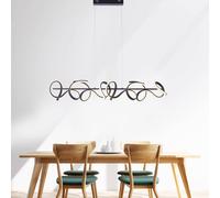 JUST LIGHT. GmbH Curls LED pendant light, black, metal, 99 cm long, dimmable