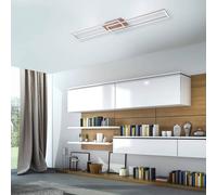 JUST LIGHT. GmbH Iven LED ceiling light, dimmable, steel/wood, 110x25cm