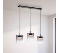 JUST LIGHT. GmbH JUST LIGHT. Elio LED pendant light, smoked glass, 3-bulb, black