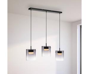 JUST LIGHT. GmbH JUST LIGHT. Elio LED pendant light, smoked glass, 3-bulb, black