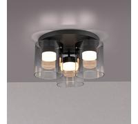 JUST LIGHT. GmbH JUST LIGHT. Elio smoked glass LED ceiling lamp, 3-bulb, black